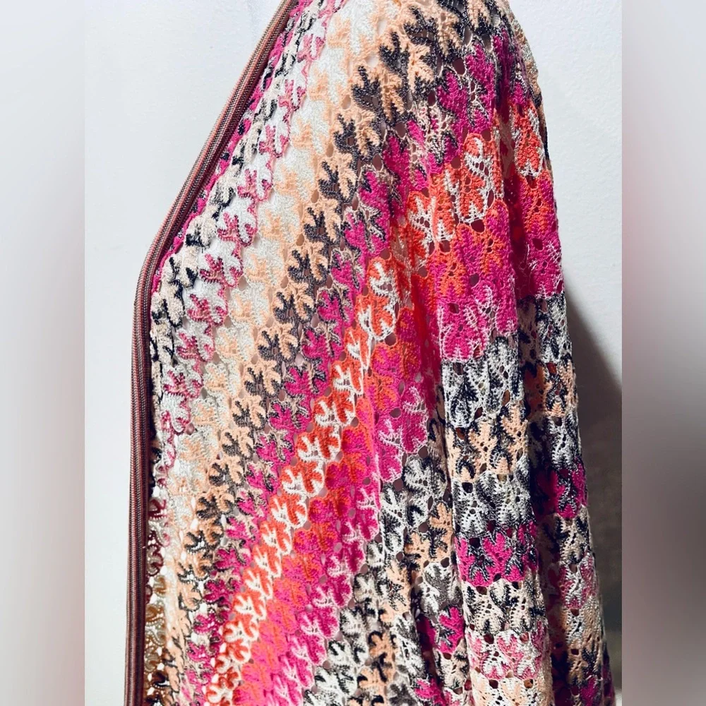 Zozo cardigan poncho cottage Core colorful Y2K stripes see through women’s 2X - Picture 3 of 9